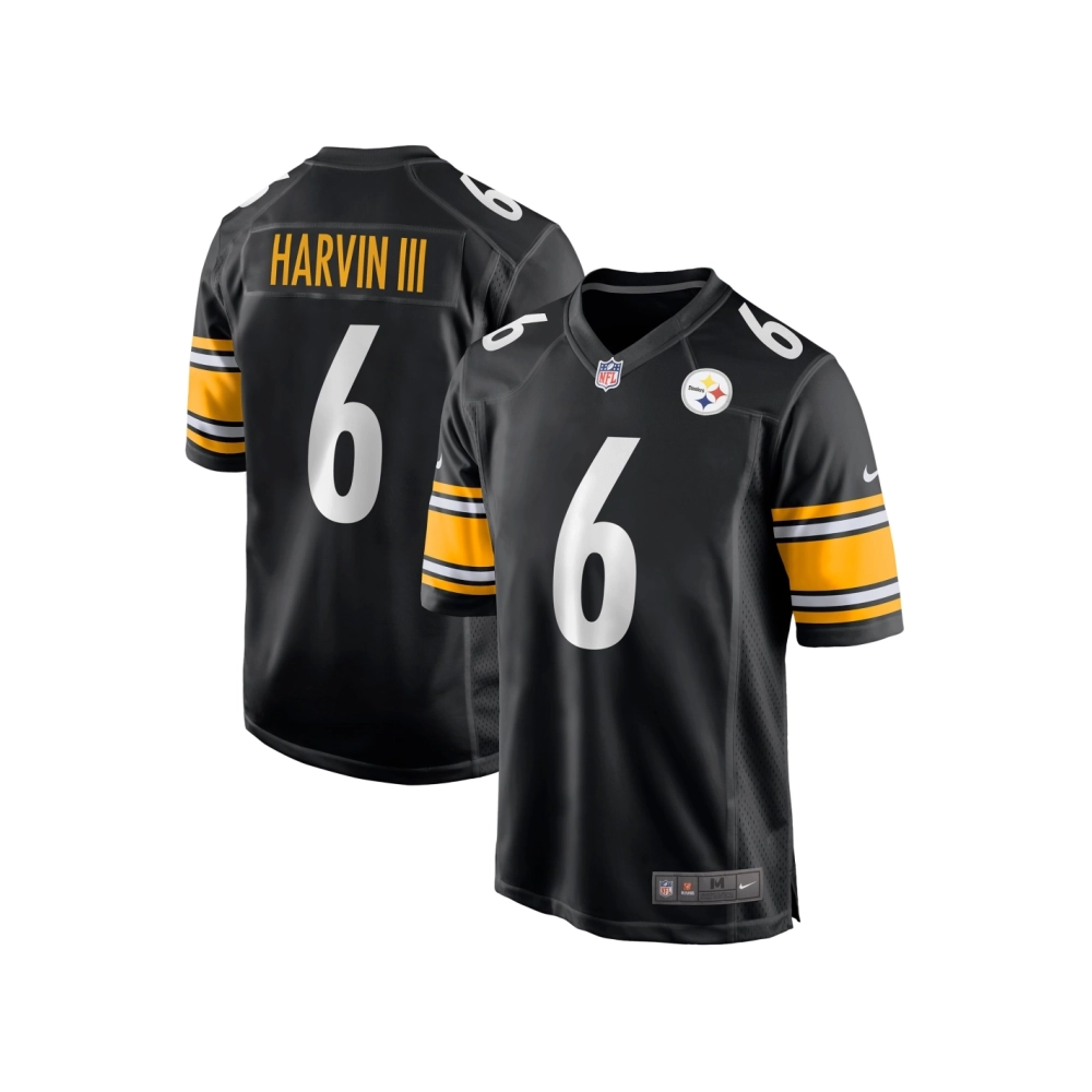 Mens Pittsburgh Steelers Pressley Harvin III Black Game Jersey