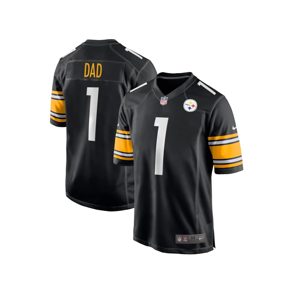 Mens Pittsburgh Steelers Number 1 Dad Black Game Jersey