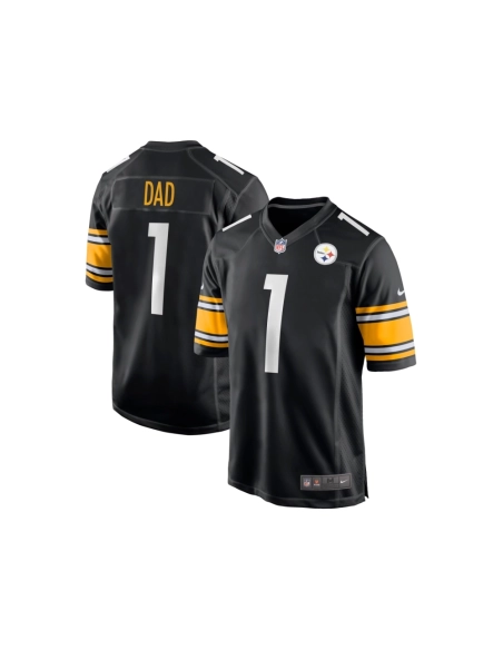 Mens Pittsburgh Steelers Number 1 Dad Black Game Jersey