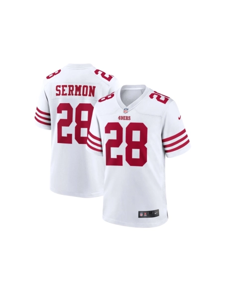 Mens San Francisco 49ers Trey Sermon White Player Game Jersey
