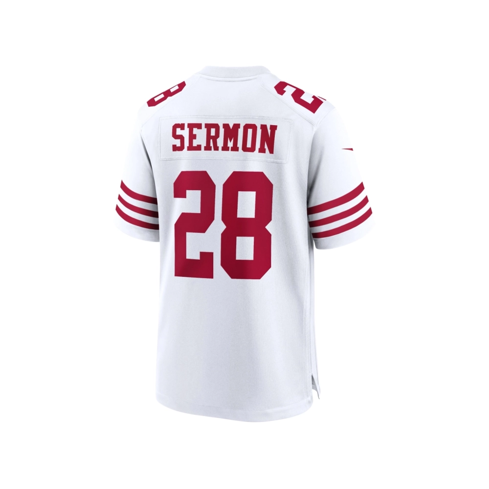 Mens San Francisco 49ers Trey Sermon White Player Game Jersey