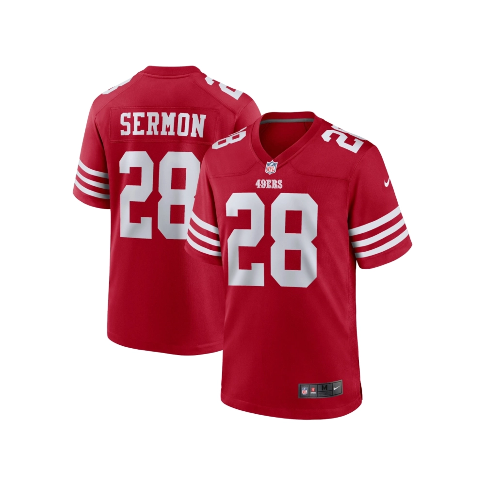 Mens San Francisco 49ers Trey Sermon Scarlet Player Game Jersey