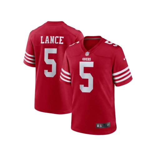 Mens San Francisco 49ers Trey Lance Scarlet Team Game Jersey