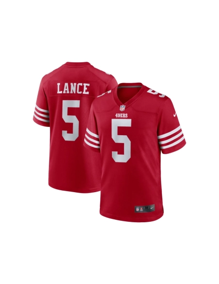 Mens San Francisco 49ers Trey Lance Scarlet Team Game Jersey