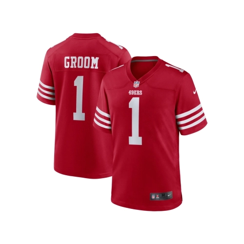 Mens San Francisco 49ers Number 1 Groom Scarlet Game Jersey