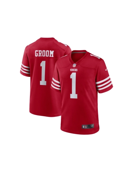 Mens San Francisco 49ers Number 1 Groom Scarlet Game Jersey