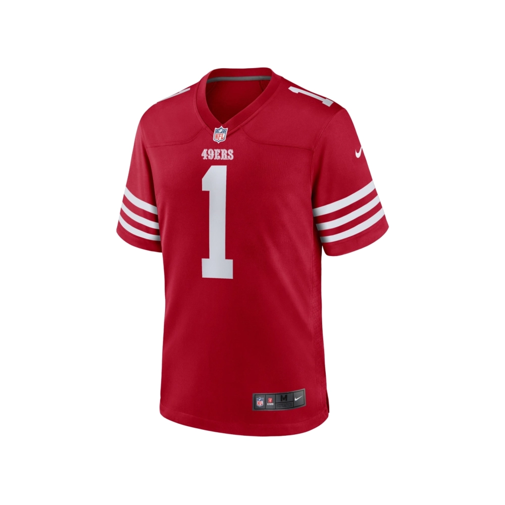 Mens San Francisco 49ers Number 1 Groom Scarlet Game Jersey