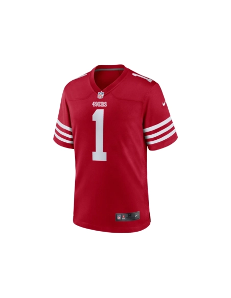 Mens San Francisco 49ers Number 1 Groom Scarlet Game Jersey