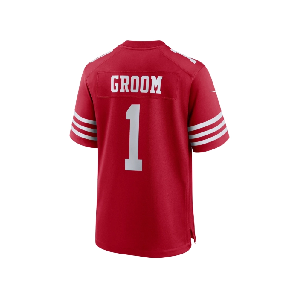 Mens San Francisco 49ers Number 1 Groom Scarlet Game Jersey