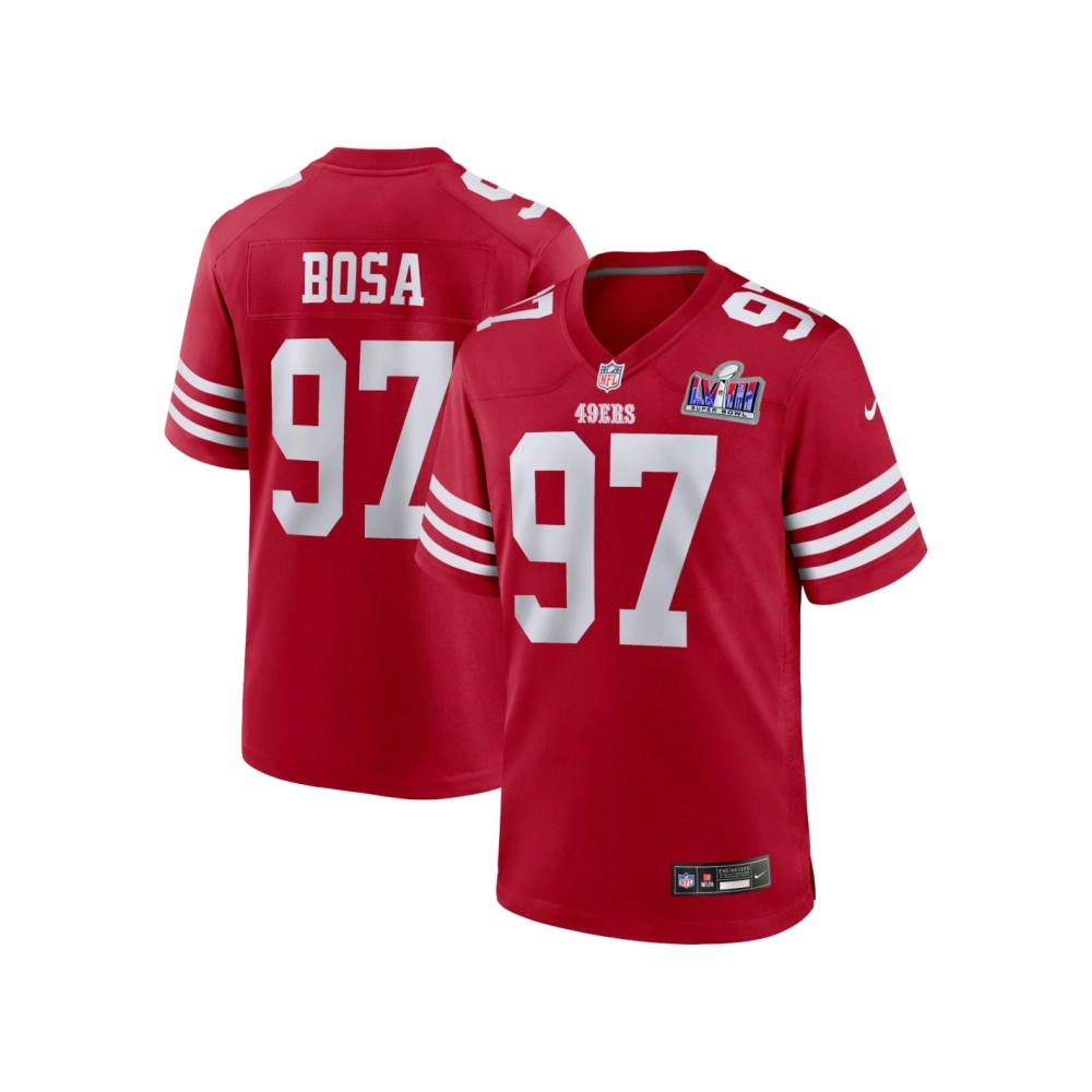Mens San Francisco 49ers Nick Bosa Scarlet Super Bowl LVIII Game Jersey
