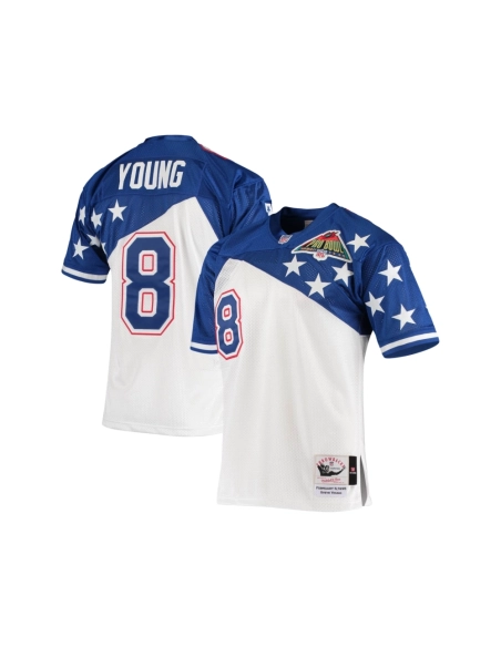 Mens San Francisco 49ers NFC Steve Young White Blue 1994 Pro Bowl Jersey