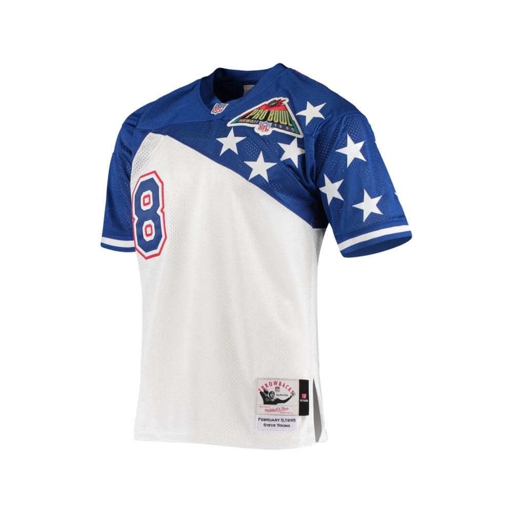 Mens San Francisco 49ers NFC Steve Young White Blue 1994 Pro Bowl Jersey
