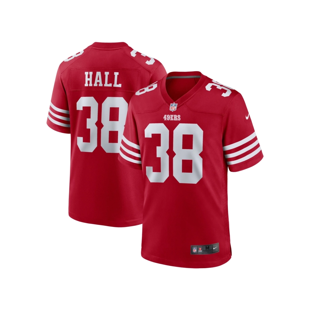 Mens San Francisco 49ers Kemon Hall Scarlet Team Game Jersey