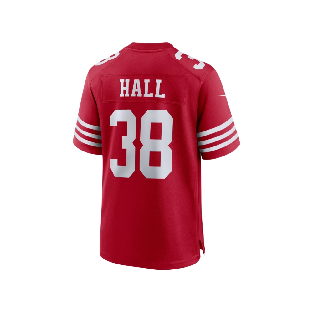 Mens San Francisco 49ers Kemon Hall Scarlet Team Game Jersey