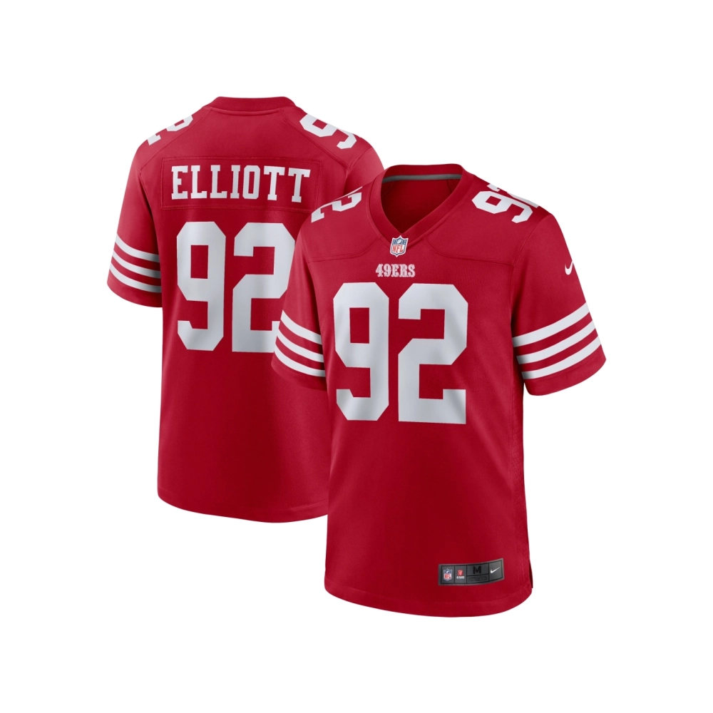 Mens San Francisco 49ers Jordan Elliott Scarlet Team Game Jersey