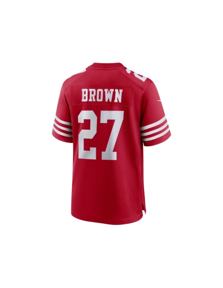 Mens San Francisco 49ers JiAyir Brown Scarlet Team Game Jersey