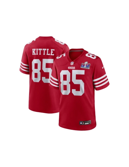 Mens San Francisco 49ers George Kittle Scarlet Super Bowl LVIII Game Jersey