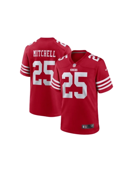 Mens San Francisco 49ers Elijah Mitchell Scarlet Team Player Game Jersey