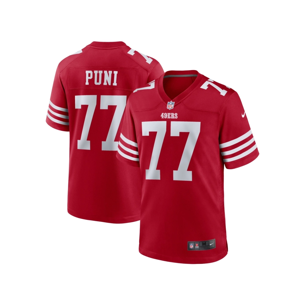 Mens San Francisco 49ers Dominick Puni Scarlet Team Game Jersey