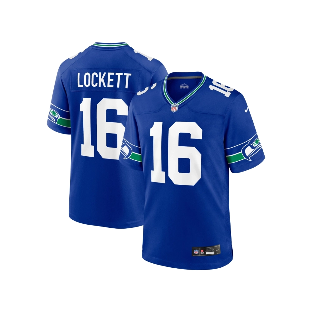 Mens Seattle Seahawks Tyler Lockett Royal Throwback Player Game Jersey