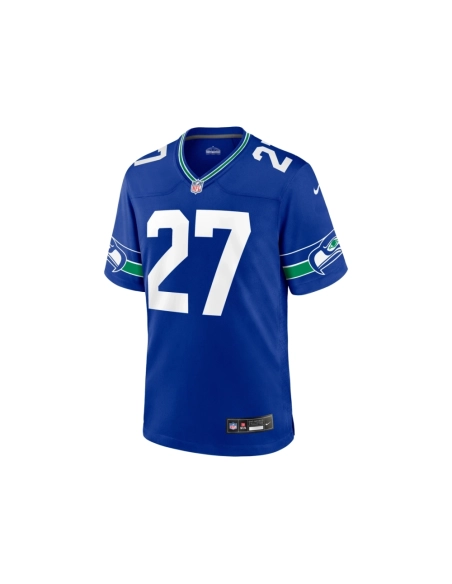 Mens Seattle Seahawks Tariq Woolen Royal Throwback Player Game Jersey