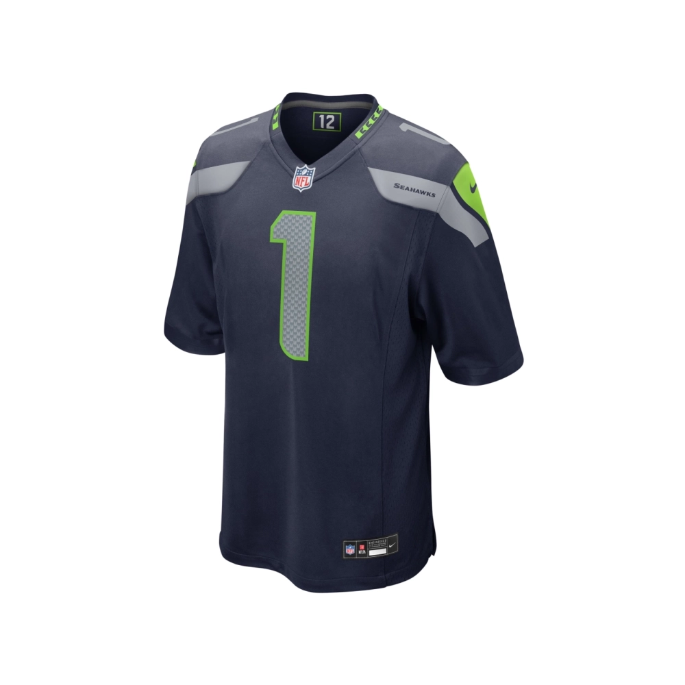 Mens Seattle Seahawks Number 1 Groom College Navy Game Jersey