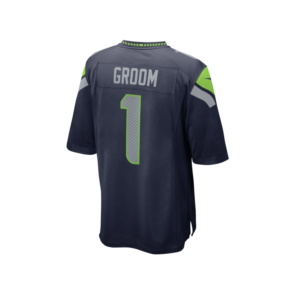 Mens Seattle Seahawks Number 1 Groom College Navy Game Jersey