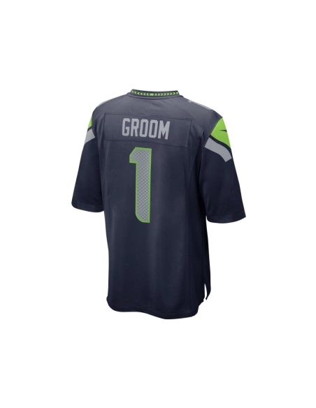 Mens Seattle Seahawks Number 1 Groom College Navy Game Jersey