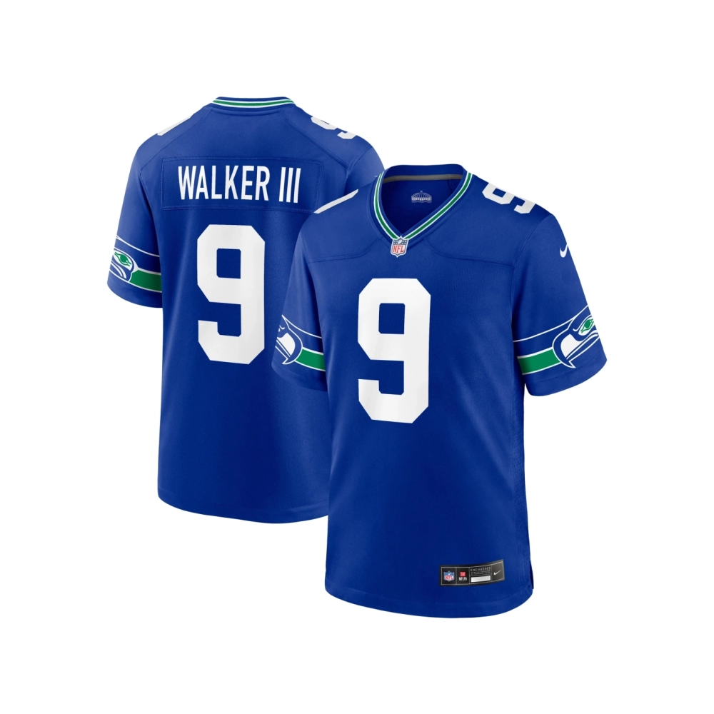 Mens Seattle Seahawks Kenneth Walker III Royal Throwback Player Game Jersey