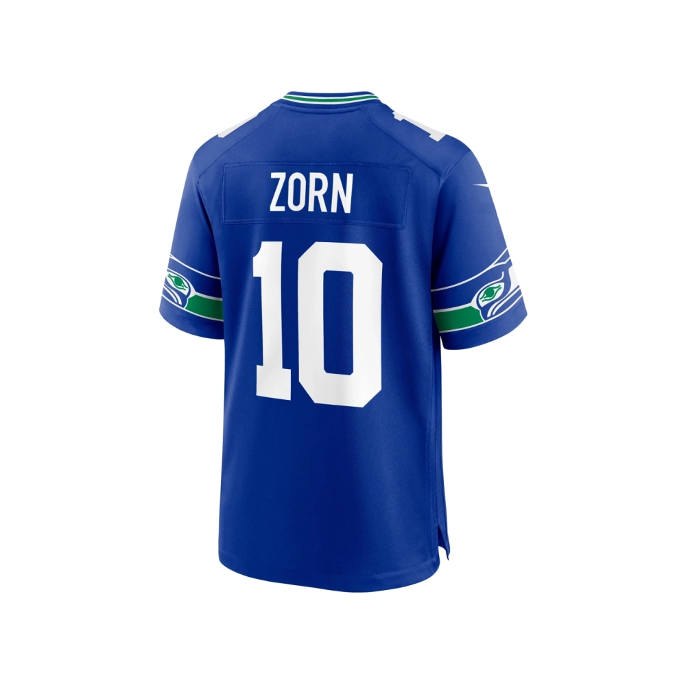 Mens Seattle Seahawks Jim Zorn Royal Throwback Retired Player Game Jersey