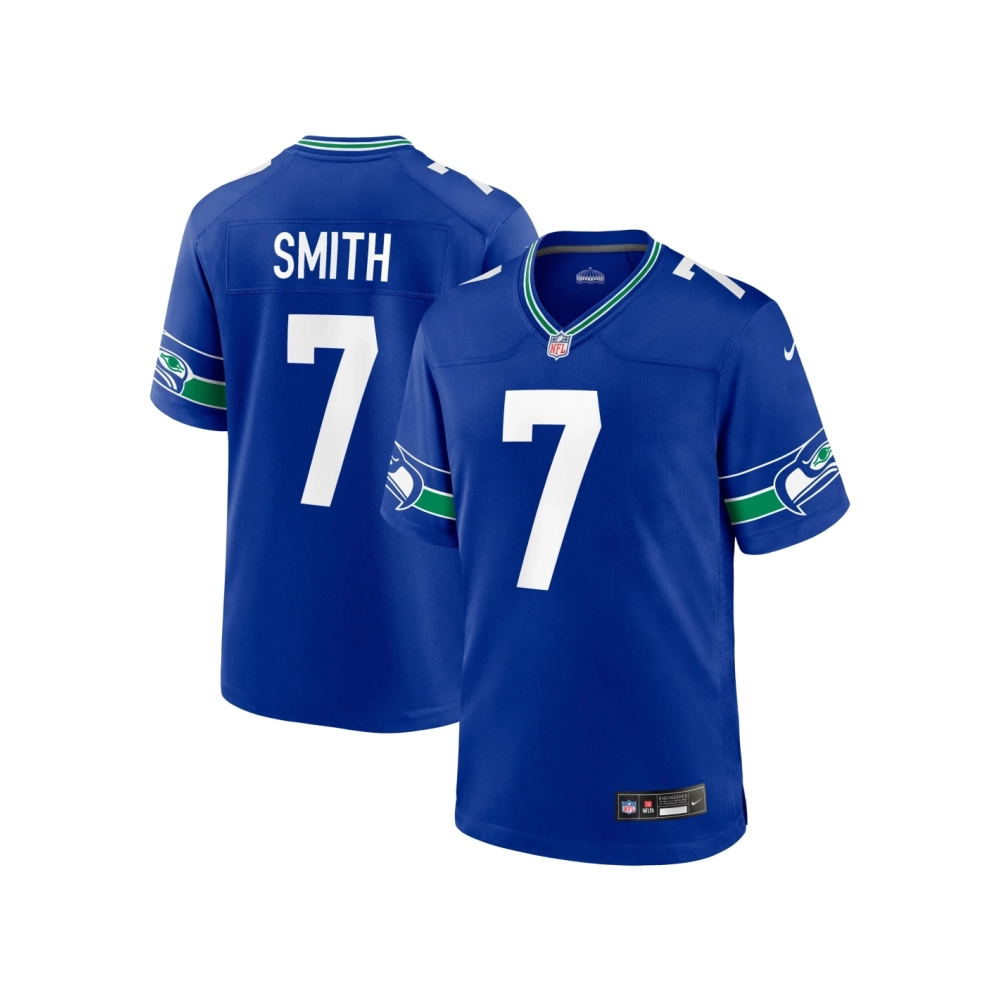 Mens Seattle Seahawks Geno Smith Royal Throwback Player Game Jersey