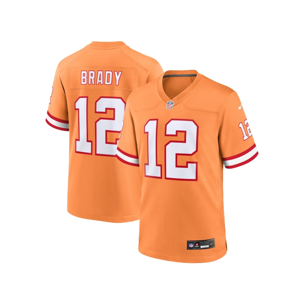 Mens Tampa Bay Buccaneers Tom Brady Orange Throwback Game Jersey