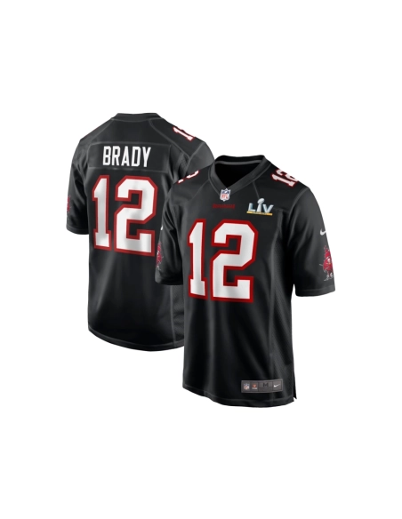 Mens Tampa Bay Buccaneers Tom Brady Black Super Bowl LV Game Fashion Jersey