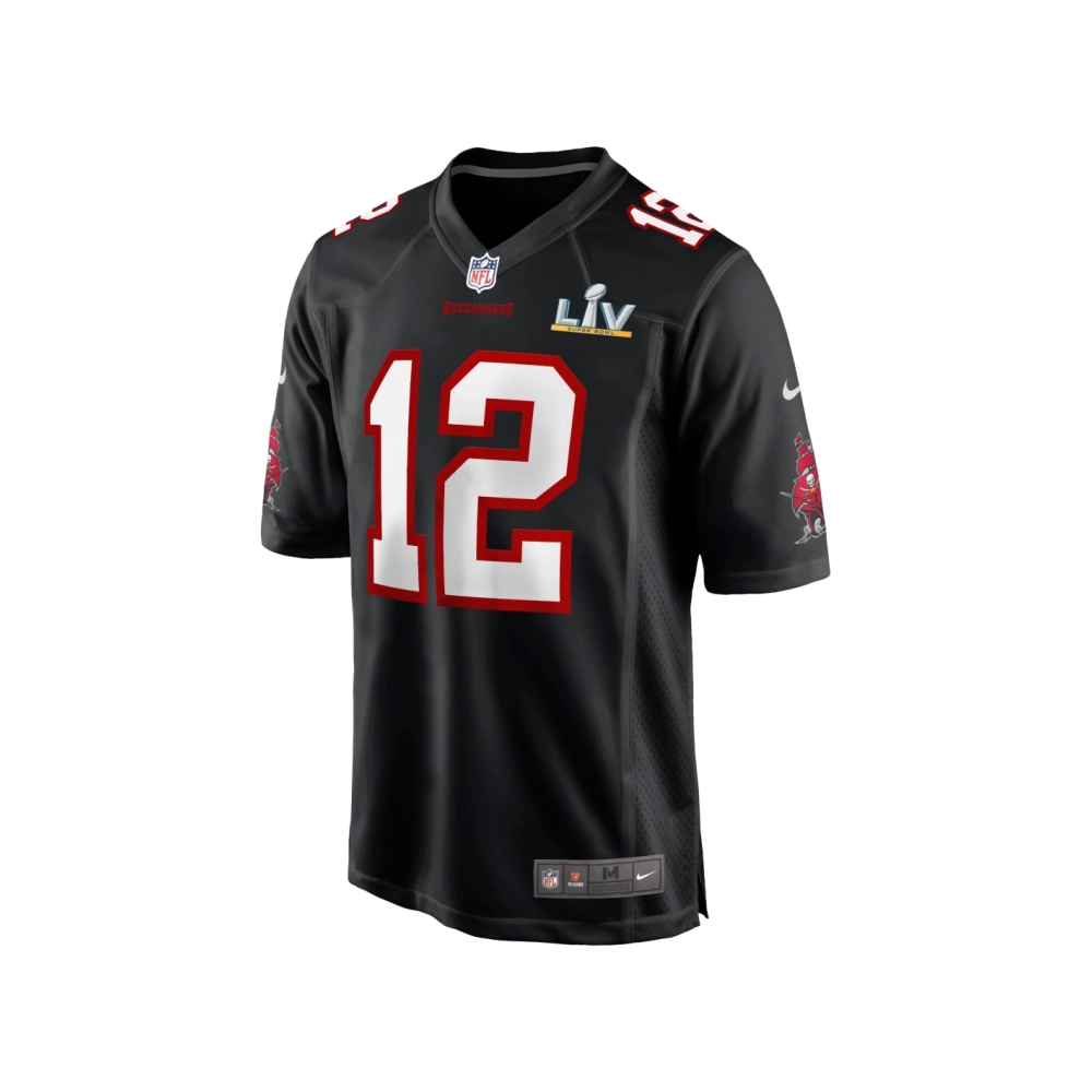 Mens Tampa Bay Buccaneers Tom Brady Black Super Bowl LV Game Fashion Jersey