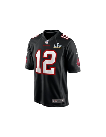 Mens Tampa Bay Buccaneers Tom Brady Black Super Bowl LV Game Fashion Jersey