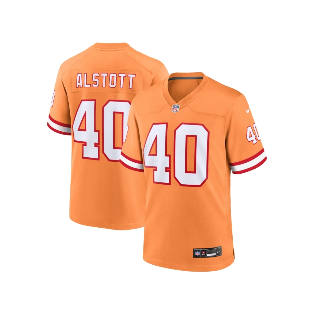Mens Tampa Bay Buccaneers Mike Alstott Orange Throwback Game Jersey