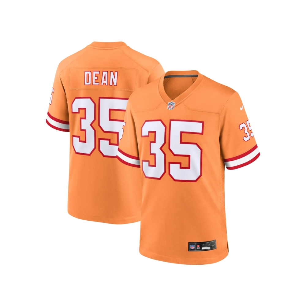 Mens Tampa Bay Buccaneers Jamel Dean Orange Throwback Game Jersey