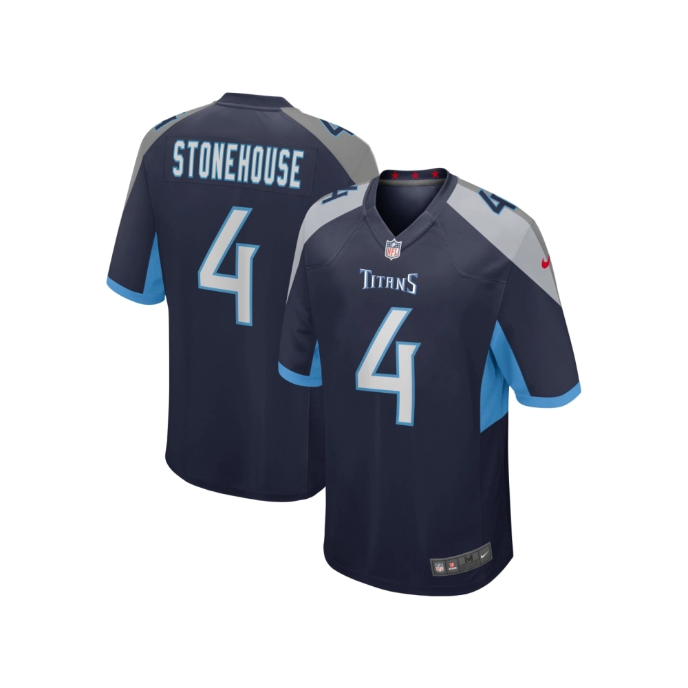 Mens Tennessee Titans Ryan Stonehouse Navy Game Player Jersey
