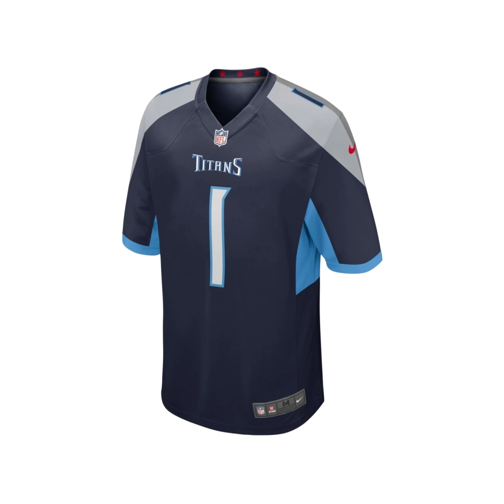 Mens Tennessee Titans Number 1 Groom Navy Game Jersey