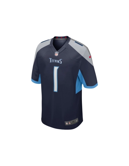 Mens Tennessee Titans Number 1 Groom Navy Game Jersey