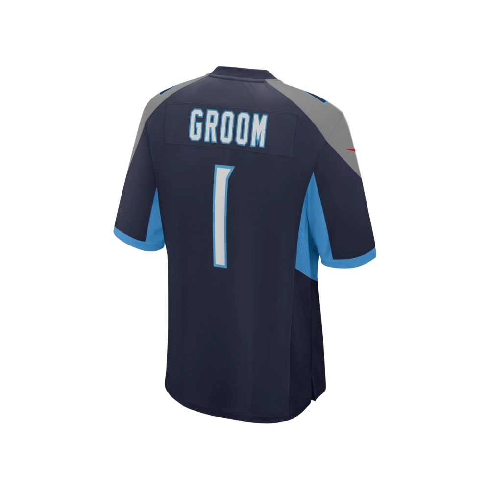 Mens Tennessee Titans Number 1 Groom Navy Game Jersey