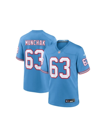 Mens Tennessee Titans Mike Munchak Light Blue Oilers Throwback Retired Player Game Jersey
