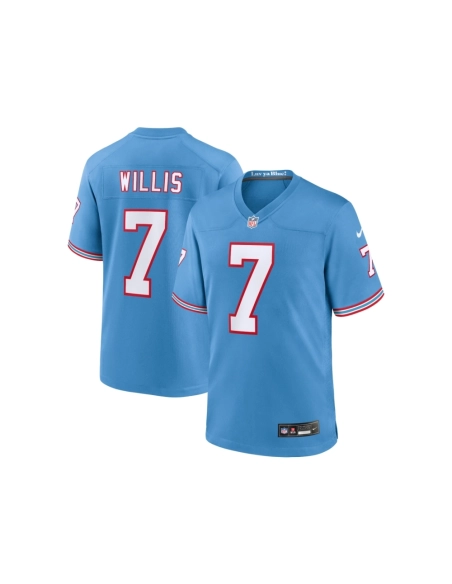 Mens Tennessee Titans Malik Willis Light Blue Oilers Throwback Alternate Game Player Jersey