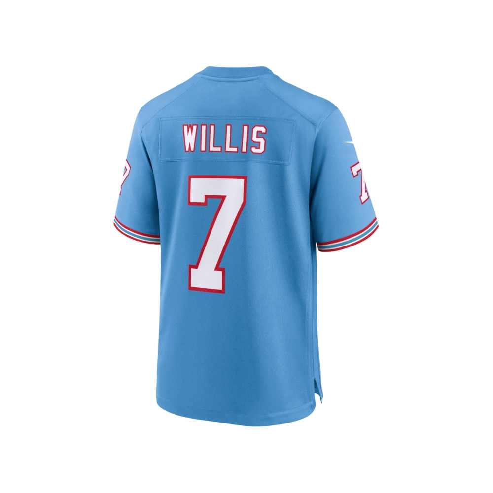 Mens Tennessee Titans Malik Willis Light Blue Oilers Throwback Alternate Game Player Jersey