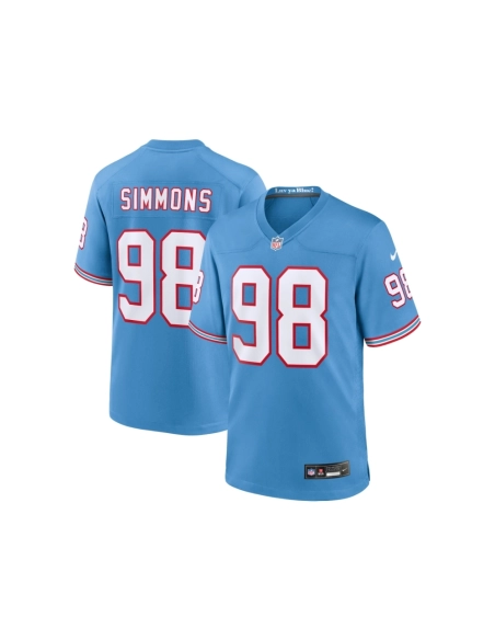 Mens Tennessee Titans Jeffery Simmons Light Blue Oilers Throwback Alternate Game Player Jersey