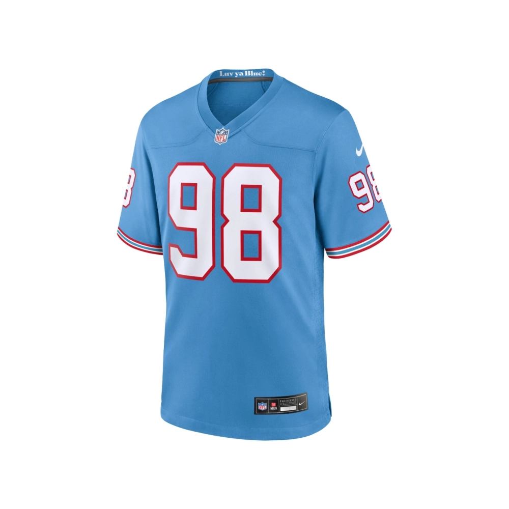 Mens Tennessee Titans Jeffery Simmons Light Blue Oilers Throwback Alternate Game Player Jersey