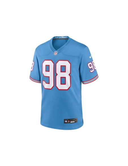 Mens Tennessee Titans Jeffery Simmons Light Blue Oilers Throwback Alternate Game Player Jersey