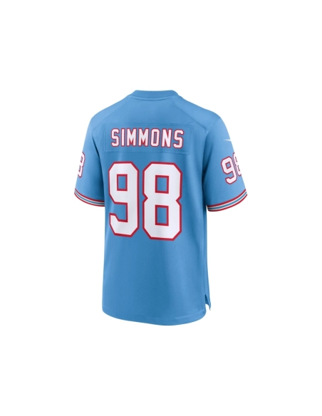 Mens Tennessee Titans Jeffery Simmons Light Blue Oilers Throwback Alternate Game Player Jersey