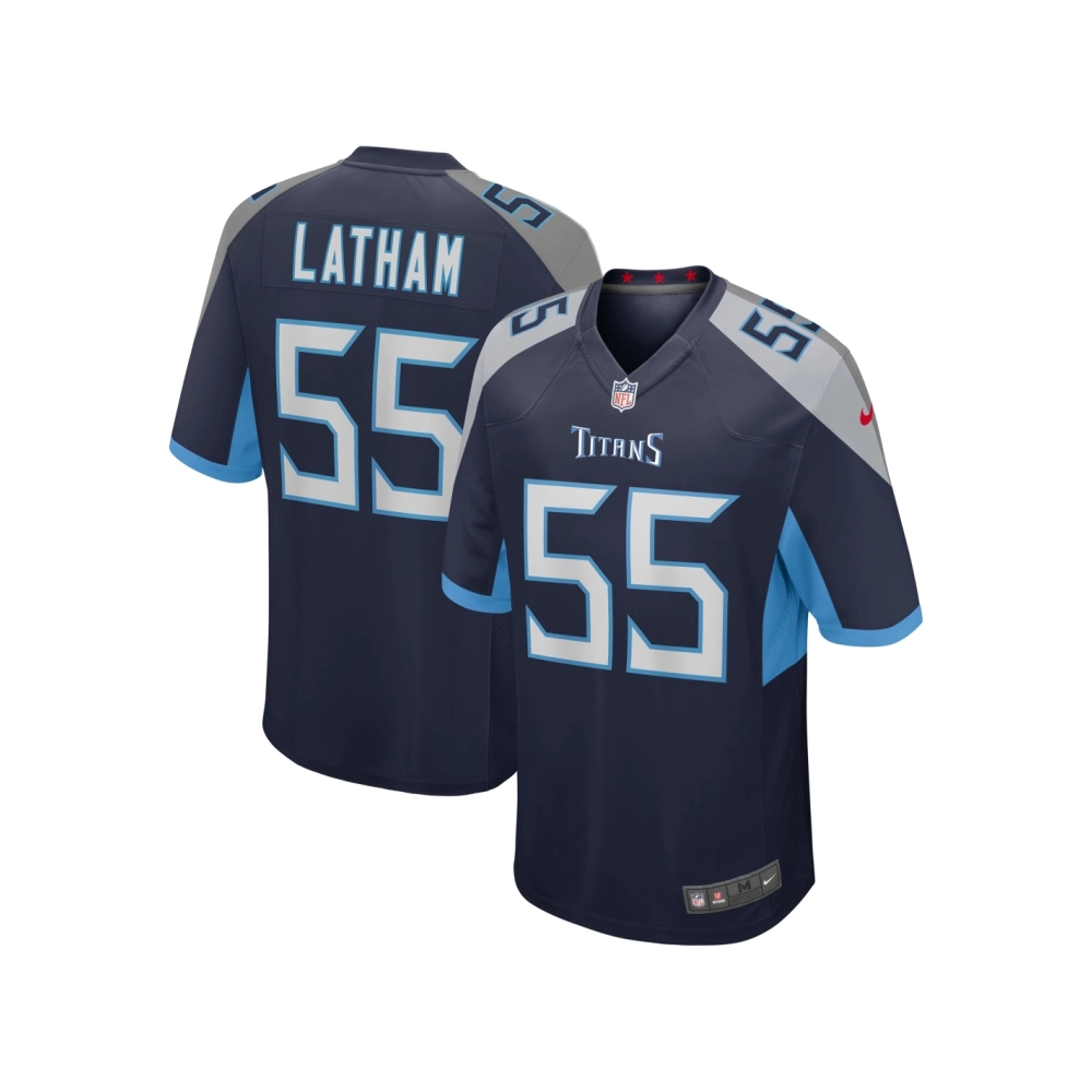 Mens Tennessee Titans JC Latham Navy 2024 NFL Draft First Round Pick Player Game Jersey