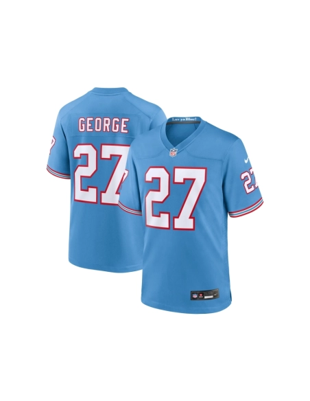 Mens Tennessee Titans Eddie George Light Blue Oilers Throwback Retired Player Game Jersey
